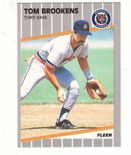 1989 Fleer #130 Tom Brookens Baseball Card Error Back Mike Heath Detroit Tigers