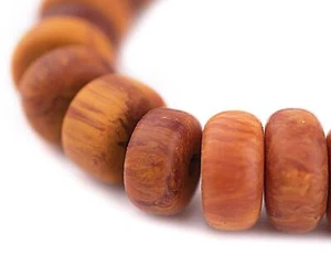 Moroccan Zagora Amber Resin Beads Petite 19mm Morocco African Orange Round - Picture 1 of 4