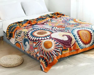 Large Boho Sofa Throw Blanket,100% Cotton Woven Blanket,Bedspread,Bed Cover - Picture 1 of 10