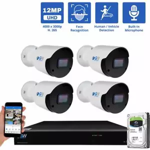 Sistema di telecamere di sicurezza 8 canali 4 x 12 MP viso/umano/auto Smart AI PoE Bullet - Foto 1 di 14