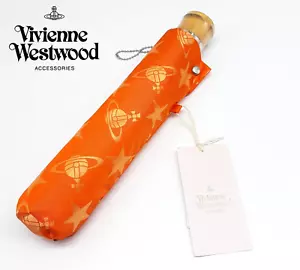 Vivienne Westwood Paraguas Plegable Estampado Estrella y Orbe Naranja Con Bolsa De Almacenamiento - Imagen 1 de 19