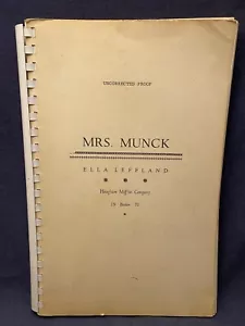 Uncorrected Proof Mrs Munck Ella Leffland 1970 Rare Vintage Preview - Picture 1 of 5
