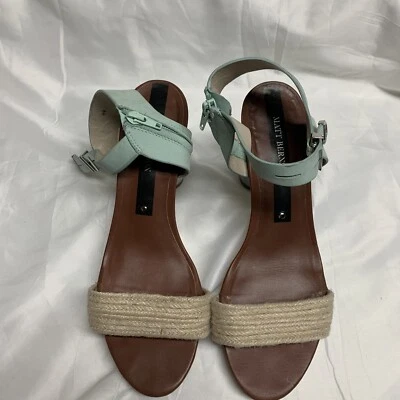 Женские сандалии на круглых каблуках Matt Bernson размер США 9M Vero Cuio с синим ремешком на лодыжке Ooak - Изображение 1 из 4