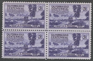 USA. 954. 3c. California Gold hundertjährige Ausgabe. Block von 4. Neuwertig mit 1948 - Bild 1 von 2