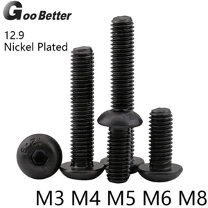 M3 M4 M5 M6 M8 Button Head High Tensile Socket Screw Allen Key Black Bolts 12.9 - Picture 1 of 7