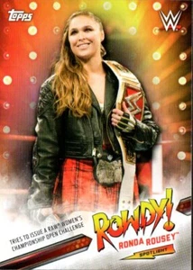 2019 Topps WWE Wrestling Card Rowdy Ronda Rousey Spotlight #32 Open Challenge - Imagen 1 de 2