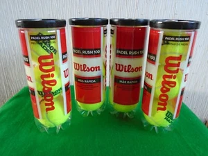 WILSON PADEL RUSH 100 TENNIS BALLS 3 BALL CAN x 4 - 12 BALLS - CHARITY LOT - Picture 1 of 4