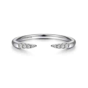 New Gabriel & Co. 14K White Gold Open Diamond Tipped Stackable Ring LR51177W45JJ - Picture 1 of 5