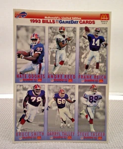 1993 McDonalds Buffalo Bills NFL Spieltag Karte Blatt B (ungeschnitten) 2 von 3 limitierte Auflage - Bild 1 von 2