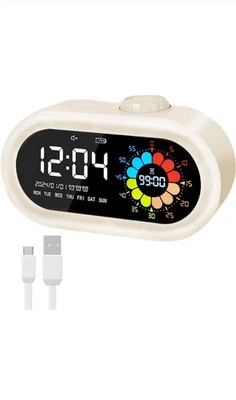 Portable Digital Alarm Clock With Visual Timer Large Display, 3 Alarms, Recharge - Image 1 of 4
