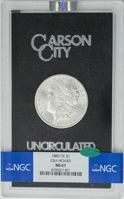 1883-CC Morgan Silver Dollar $ GSA Hoard MS67 NGC CAC 947120-109 - Image 1 of 4