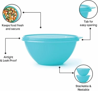 🥣✨ NEW Tupperware Wonderlier Bowl 7.5 Cup Mixing & Storage Set of 2 Aqua Sheer! - Image 1 of 4