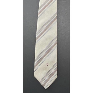 Vintage Christian Dior Herren Krawatte Beige Streifen 3" Breit Polyester Seide USA 1970er - Bild 1 von 5