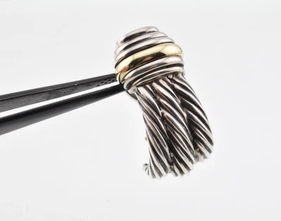 Pendiente individual David Yurman en triple cable de plata de ley 925 14 k Foto 1 de 3