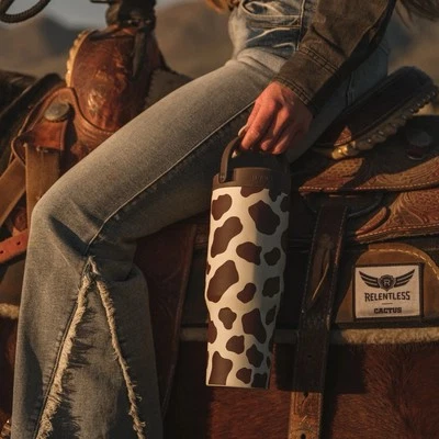 HydroJug 🐮 Howdy 40 oz. SPORT Tumbler Bottle Cow Print NEW - Image 1 of 4