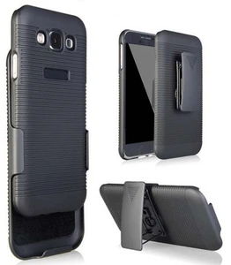 Neuf Noir Coque Rigide + Clip Ceinture Holster Support Pour Samsung Galaxy E5 - Photo 1 sur 6