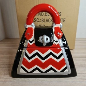 David's Cookies Red And Black Purse Cookie Jar From 1990 - Picture 1 of 6