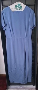 Talbots Kleid Damen 8 Blau Seide Etui Kurzarm Faux Wickel Hochzeit Cocktail - Bild 1 von 7