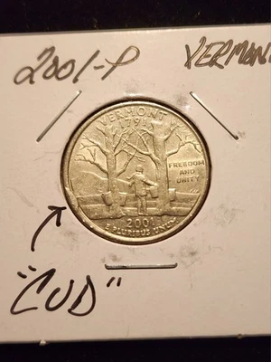 8 O'CLOCK CUD DIE-BREAK 2001-P VERMONT STATE QUARTER ERROR!! - Image 1 of 2