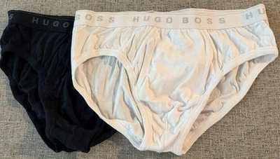 Hugo Boss Mens Pure Cotton Briefs , XL White, XXL Navy Blue, 2 Pack - Image 1 of 2