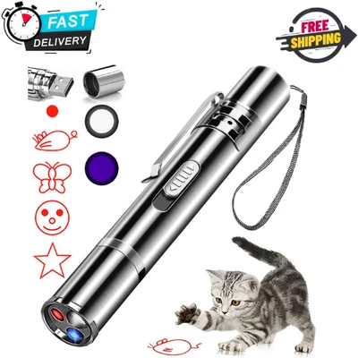 IVVTRYI Cat Laser Pointer Toy Dog 7 Adjustable Pattern Long Range Lazer Toy USB Recharge