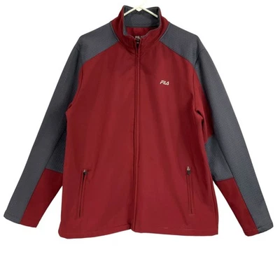 Fila Red/Gray Long Sleeve Mock Neck Full Zip Jacket Size L w/Zipped Pockets - Image 1 of 4