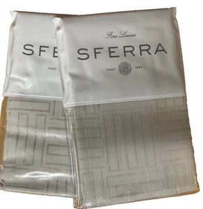 SFERRA~Andello 3480~Latte~Made in ITALY~Lino/Cotone~2 EURO SHAMS~26 X 26 in~Nuovo con etichette - Foto 1 di 7