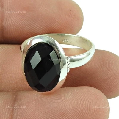 Anello Dichiarativo In Argento Sterling 925 Con Onice Naturale Regalo Di Natale - Immagine 1 di 4