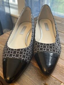 Liz Claiborne Shoes Womens Slip On Pump Patent Leather Cloth 8M Black Checker