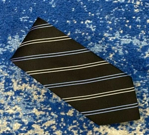 Jos. Corbata de seda A Bank Executive Collection negra azul plata rayas sesgadas - Imagen 1 de 4