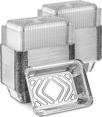 Sartén de aluminio oblonga de 2,25 lb con tapas de cúpula para sacar contenedores sartenes de papel de aluminio Foto 1 de 4