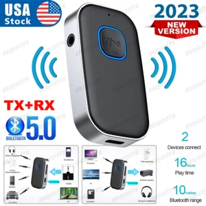 Bluetooth5.0 Trasmettitore Ricevitore Audio Wireless 3.5mm Aux Adattatore Auto Vivavoce - Foto 1 di 12