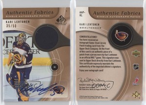 2005 SP Game Used Edition Authentic Fabrics /50 Kari Lehtonen #AAP-KL Patch Auto