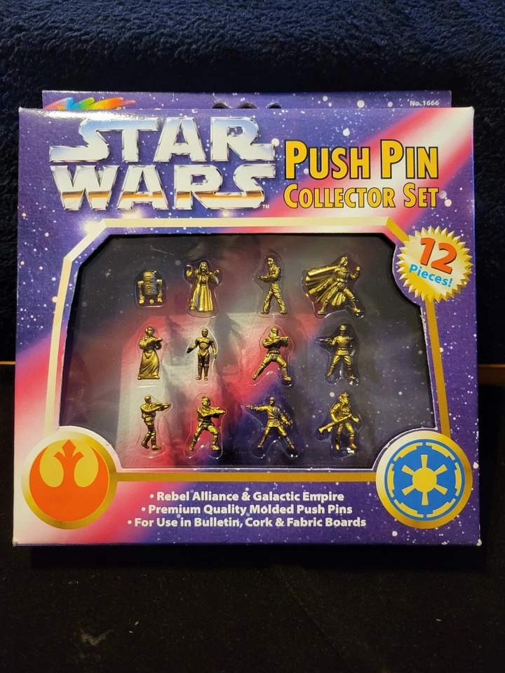 Star Wars Empire & Rebel Alliance Push Pin Collector Set 12 RoseArt 1997