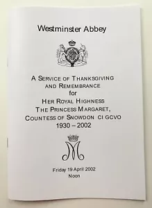 Official Princess Margaret Funeral Order of Service Booklet 19/4/2002 - Picture 1 of 2