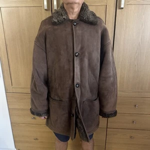 Owen Barry Men’s Brown Shearling Coat Made in Great Britain - Picture 1 of 24