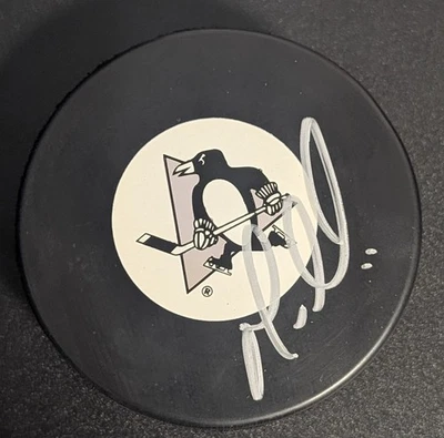 Disco autografiado de Mario Lemieux Pittsburgh Penguins NHL CON CERTIFICADO DE AUTENTICIDAD Foto 1 de 4