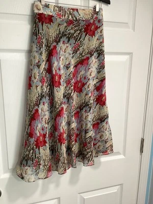 Jones Нью-Йорк 100% шелк цветочный кокетливый женщин SZ 16 стороны молнии и кнопки - Изображение 1 из 4