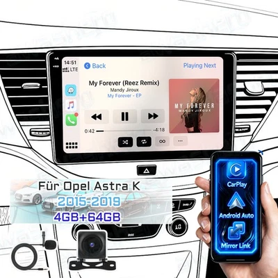 4+64GB Für Opel Astra K 2015-2022 Autoradio Android 15 Carplay GPS WiFi RDS +KAM - Bild 1 von 4
