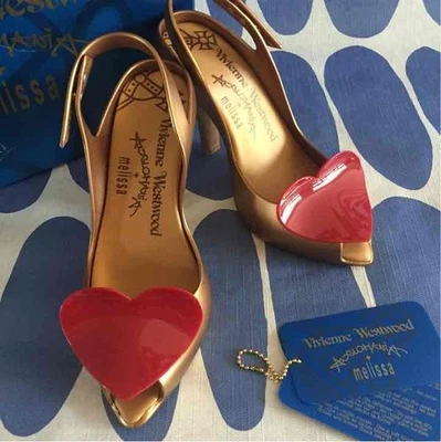 Vivienne Westwood Melissa Heart Pumps Red Gold  22.5cm Heel Used - Image 1 of 4