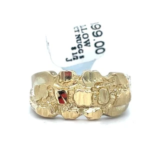 10k Yellow Gold Satin Nugget Ring 4.20g Size 8.5 - Picture 1 of 3