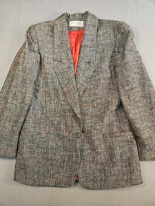 Vintage 1980s Christian Dior Women's Tweed Blazer Chest Sz 20" Collar To Hem 29" - Picture 1 of 15