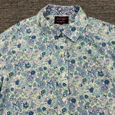 Lord Taylor Liberty Fabric Shirt Women Large Blue Floral Oxford Reverse Cuff Top - Image 1 of 4