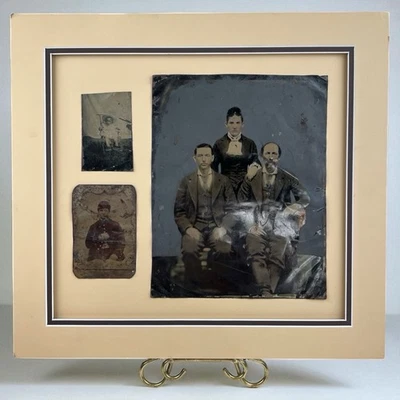 Civil War Era Tintypes Union Soldier Jos A Cook ID’d + Hand Colored Matted Lot 3 - Image 1 of 4