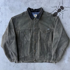 Vintage Y2K Carhartt green trucker work wear jacket - Picture 1 of 8