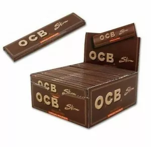OCB Brown Unbleached Virgin Slim King Size Rolling Papers Booklets - Picture 1 of 1
