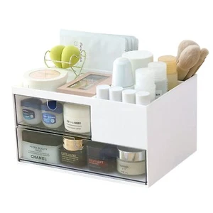 Makeup Organizer With 2 Drawers Desk Organizer 4 Compartments Cosmetics Storage - Picture 1 of 7