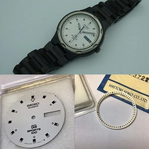 FOR SEIKO SQ SPORTS 100 8123-6350 white dial + dial ring. NOS - Imagen 1 de 9