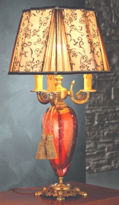 Lámpara de Mesa Soporte Vidrio Latón Italiano Organza Luz Elegantes Lámparas Y Foto 1 de 4