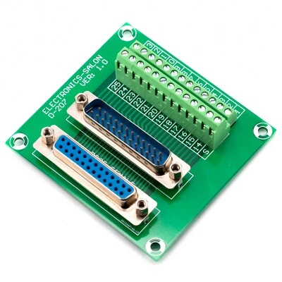 DB25 DIN Module Breakout Board Rail Mount Interface Male Female Connector PCB - Image 1 of 4